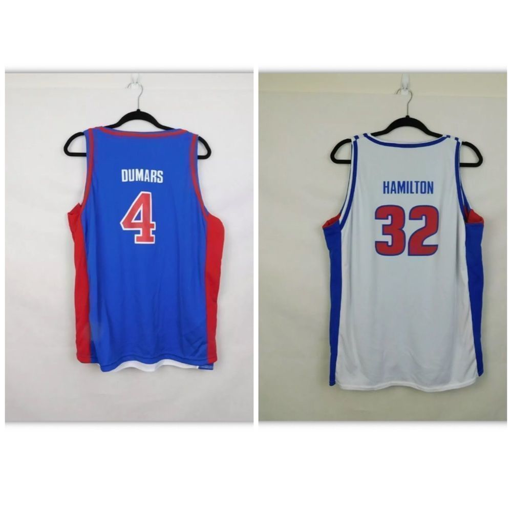 Vintage Detroit Pistons Reversible Jersey Large Dumars Hamilton